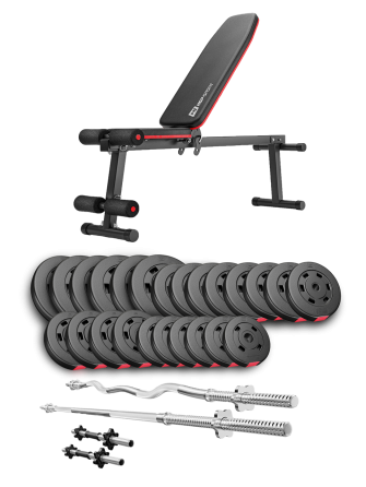 Набір Hop-Sport Premium 135кг з лавою HS-1010 Pro, штангами та гантелями Київ