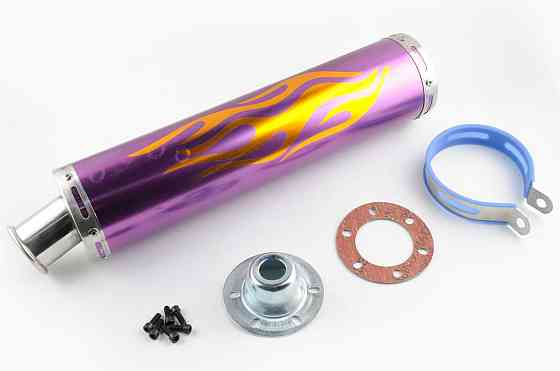 Глушник (тюнінг) 420*10 см, кріп. Ø78mm (нержавіюча сталь, полум'я, фіолетовий, прямоток, mod:2) Мукачево