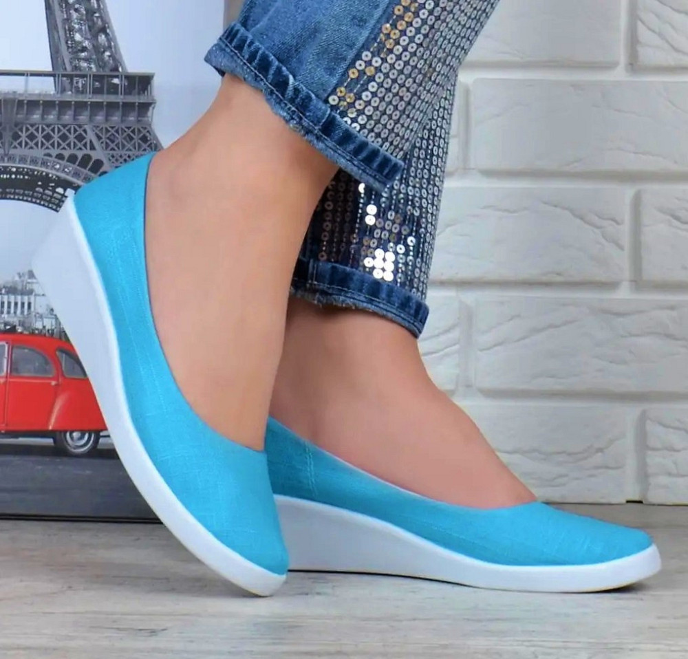 Женские Мокасины Голубые Балетки Туфли на Танкетке Бирюзовые (размеры: 37,38) Днепр - изображение 5