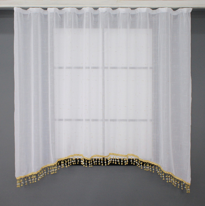 Кухонна арка VR-Textil № 000к з бахромою білий із золотистим 260х160 см (51-187) Київ - фото 1