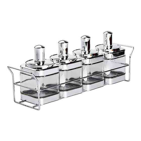 Набір банок для сипучих продуктів 4 штуки 350 мл скляні на підставці HP-1340 Київ