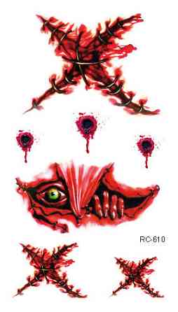 Тимчасова тату для Хелловіну Рани 10 на 6 см червоний Київ