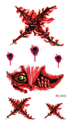 Тимчасова тату для Хелловіну Рани 10 на 6 см червоний Київ - фото 2