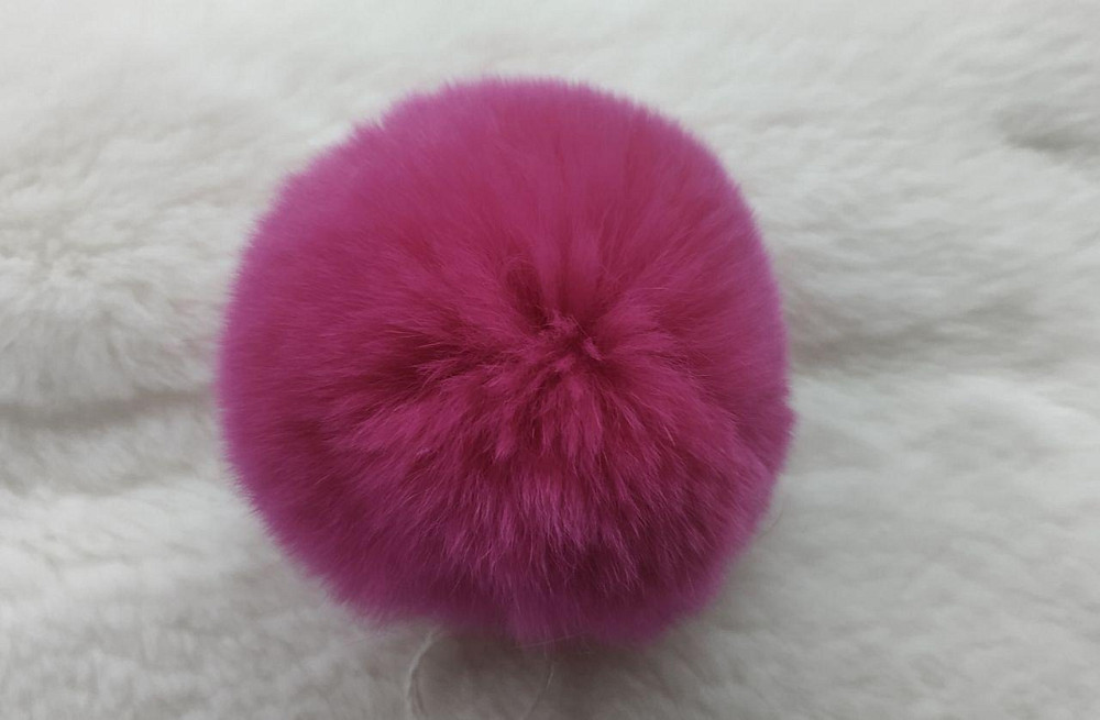 Хутряний бубон на шапку з кролика Rex Теракотовий Харків - фото 1