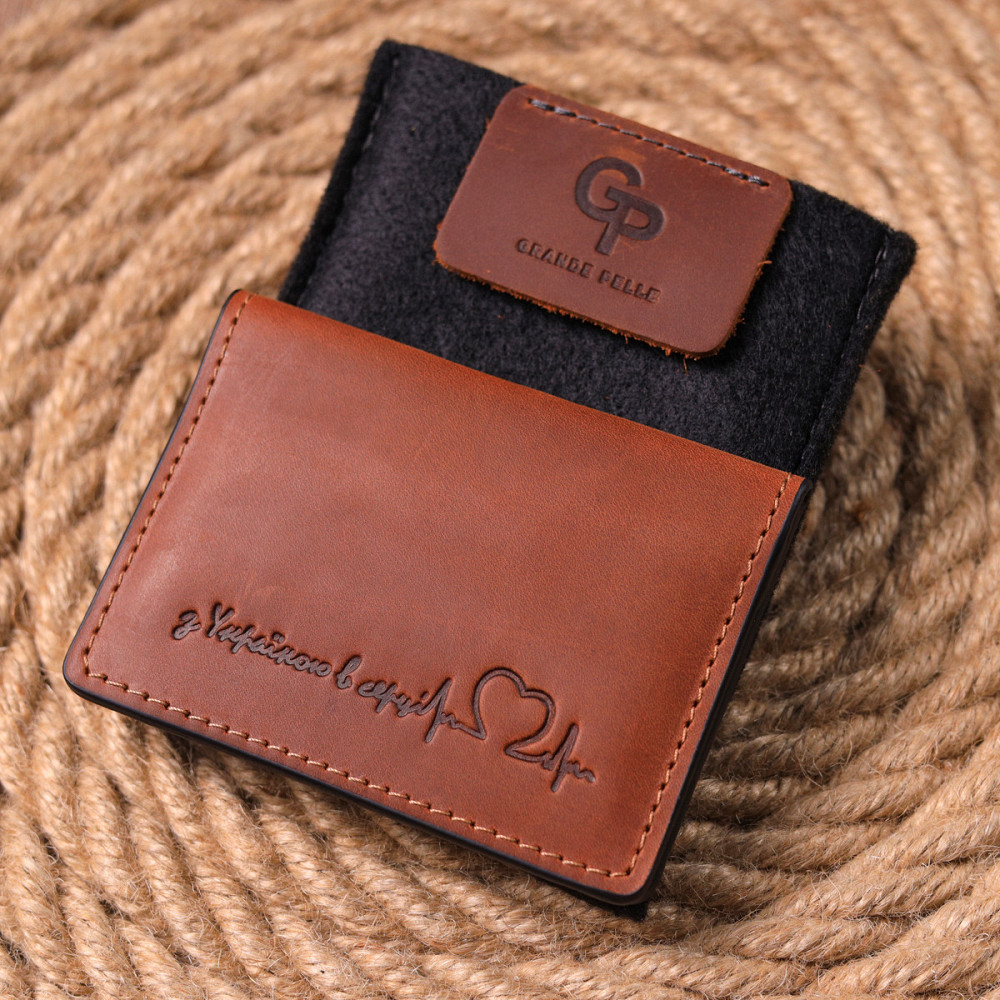 Обложка на автодокументы в винтажной коже Сердце GRANDE PELLE 16704 Светло-коричневая Киев - изображение 10