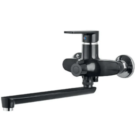 Смеситель для ванны PLAMIX OSCAR-006 EURO SET BLACK с душевым шлангом, лейкой и кронштейном (MX1896) Харьков