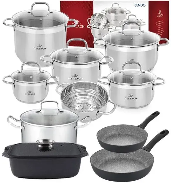 Gerlach Sendo Комплект Каструлі Z Pokrywkami 11 El + Сковорідка Granitex Grey 20 28 Cm +Жаровня +Каструля Киев - изображение 1