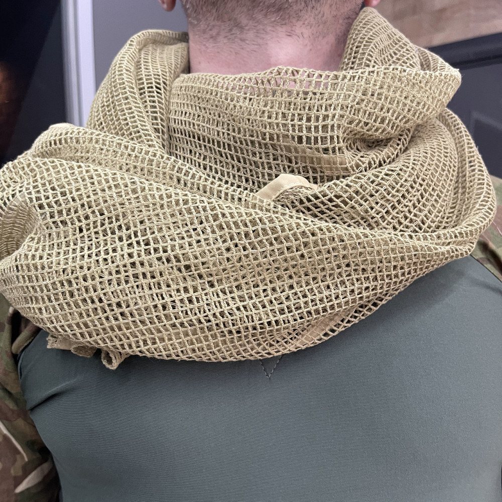 Снайперская сетка военная тактическая, Койот, 0,7м х 1,8м, Single Sword, мужской головной платок, шарф летний Solmir Киев - изображение 2