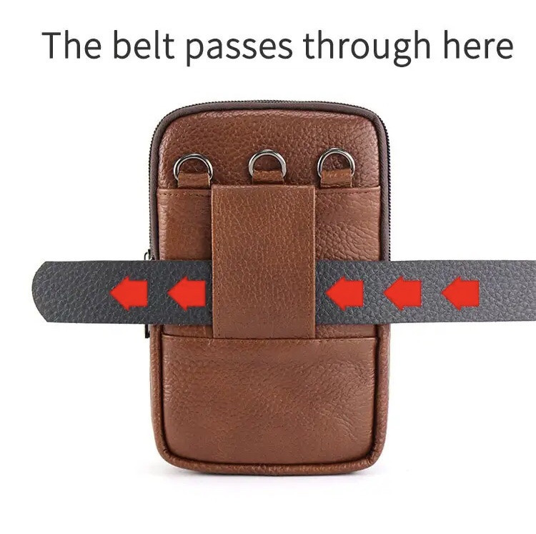 Сумка поясная темно-коричневая, размер 16,5*10*4см, 3 кармана, мужская сумка, женская сумка Киев - изображение 9