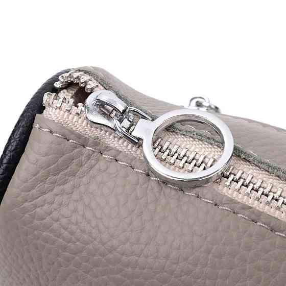 Красивая женская сумка с вышивкой на лицевой стороне из натуральной кожи Серая (Vintage) Киев