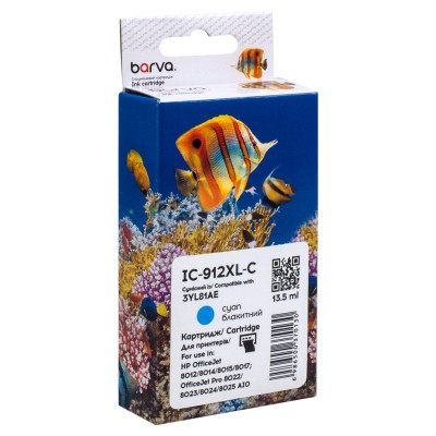 Картридж Barva HP 912XL (3YL77AE/3YL81AE) 900 c, Cyan (IC-912XL-C) Винница - изображение 1