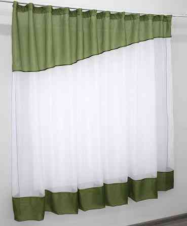 Кухонная занавеска VR-Textil № 047к белый с оливковым 270х170 см (52-0074) Киев