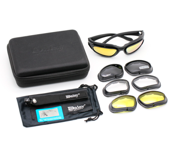 Очки тактические с поляризацией Daisy C5 защита UV400 (4 сменных линзы + чехол) Черный Киев