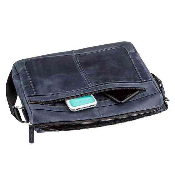 Деловая мужская кожаная сумка на плечо SHVIGEL 11249 Синяя Киев