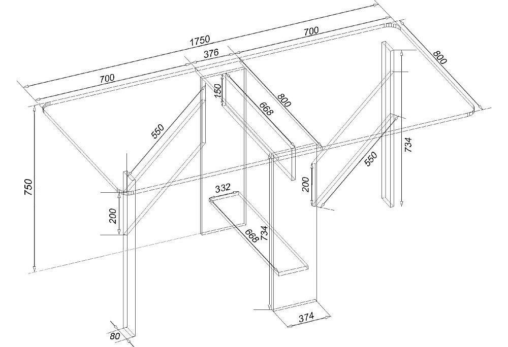 Стол-тумба №3, Бетон, 1750х800х750 Львов - изображение 2