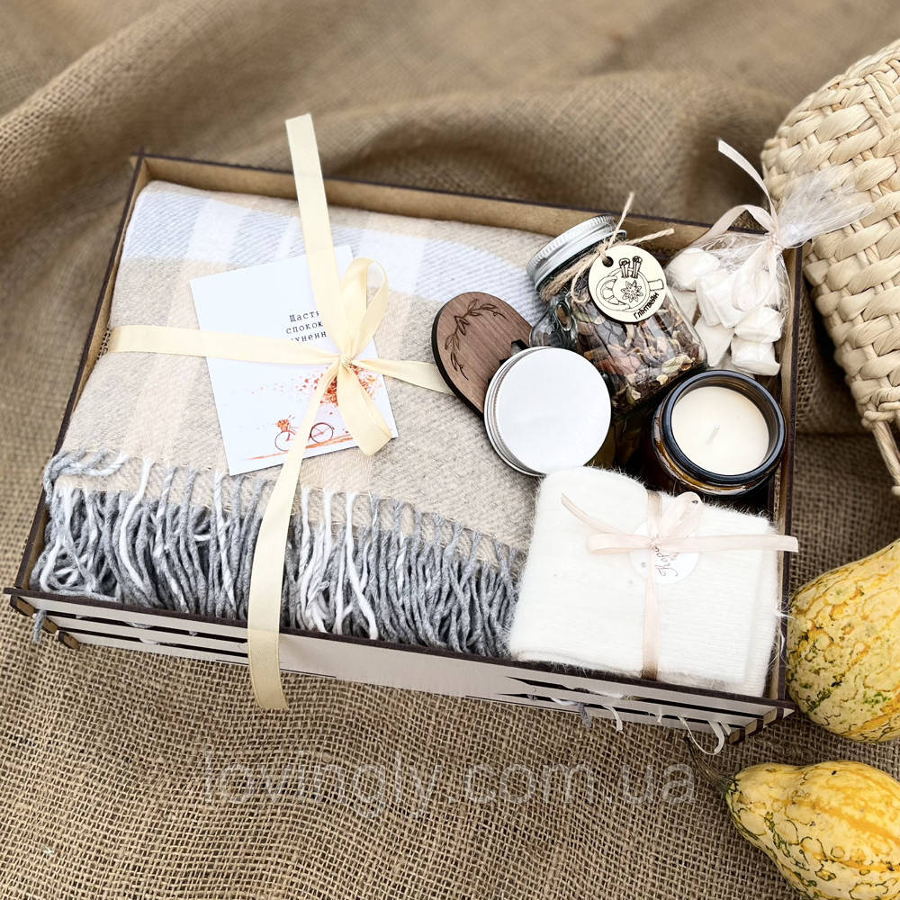 Теплый подарочный набор для уюта: плед, свеча, глинтвейн, сладости Ирпень - изображение 2