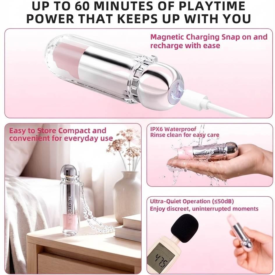 Вакуумный стимулятор в форме губной помады BeYourLover Powder Mist, розовый, 9,65 × 3,3 × 3 см Sex Aura Киев - изображение 8