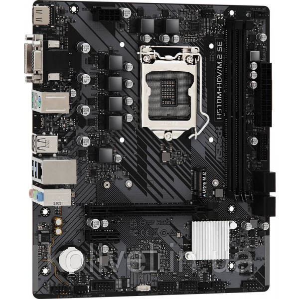 ASRock H510M-HDV/M.2 SE (1200/H470, 2*DDR4, 1xPCIex16, HDMI/DVI/VGA, 4xSATA, M.2, GLan, 7.1ch, mATX) Київ - фото 2