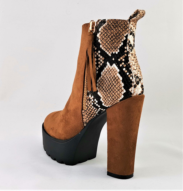 Жіночі Черевики Руді на Каблуку та Платформі Замшеві Модельні Ботильйони (розміри: 39) - 24 Дніпро - фото 6