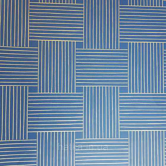 Шпалери вінілові на флізелін Caselio Mystery 0.53х10 м геометрія яскраві смуги золотисті на синьому Київ