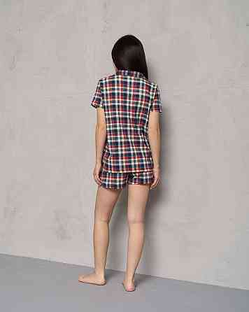 Женская пижама комплект рубашка+шортики - Клетка Nicoletta 60199 L Киев