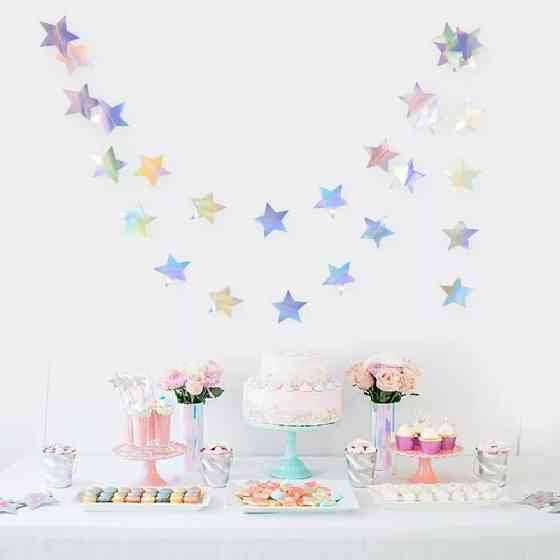 Гірлянда із зірочок 4 м на 6 см сріблясто-перламутровий Київ