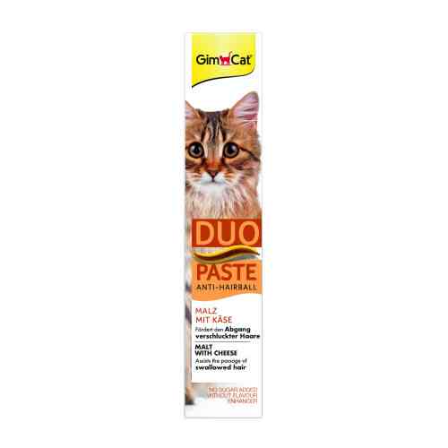 Паста GimCat DUO PASTE Anti-hairboll malt with cheese для кошек с чувствительным пищеварением всех пород мальт и сыр 50г Киев