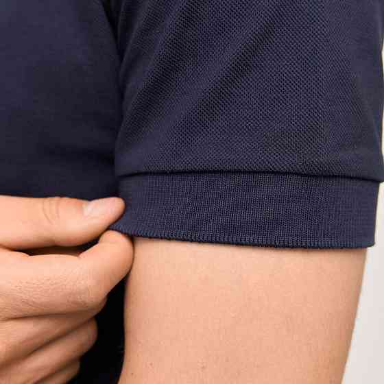 Темно-синее нави мужское классическое поло на пуговицах Pobedov. Футболка поло Pobedov Royal синяя Киев