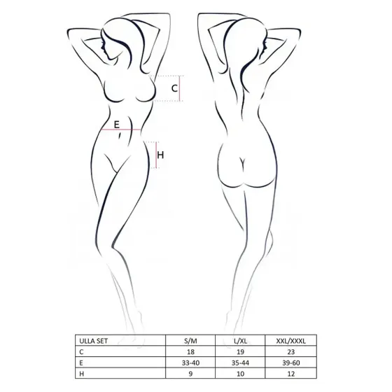 Комплект білизни Passion ULLA SET XXL/XXXL, black, напівпрозорий ліф, трусики, пояс Львів