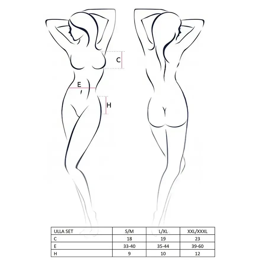 Комплект білизни Passion ULLA SET XXL/XXXL, black, напівпрозорий ліф, трусики, пояс Львів - фото 5