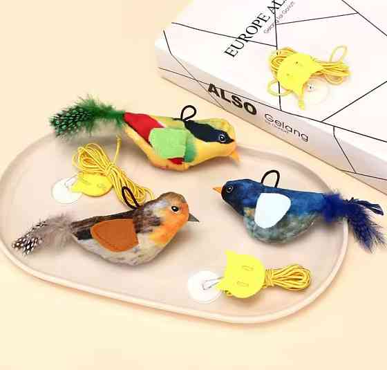 Игрушка дразнилка Птичка пищалка для кота 16 см разноцветный Киев