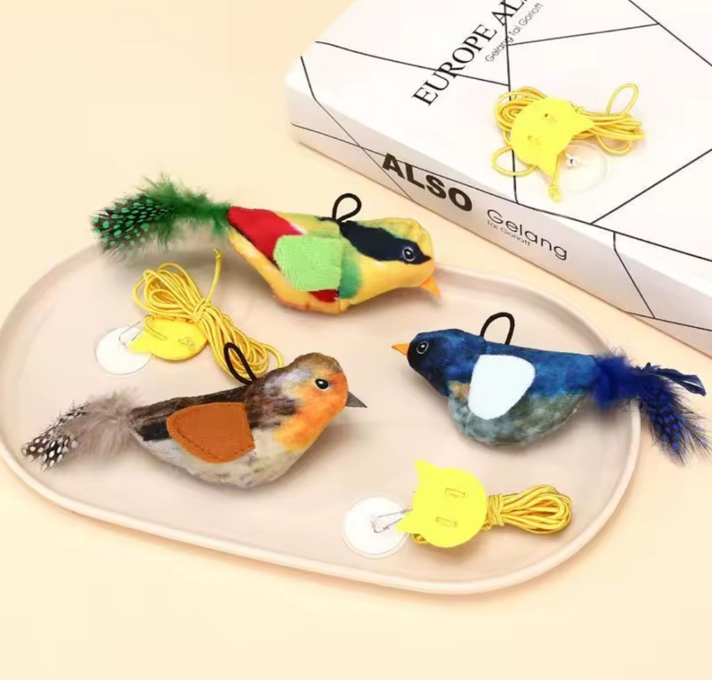 Іграшка дразнилка Пташка пищалка для кота 16 см різнокольоровий Київ - фото 4