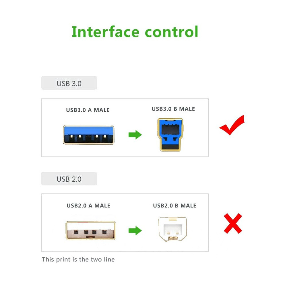 Кабель UGREEN USB 3.0 для принтера 2м черный Киев - изображение 1