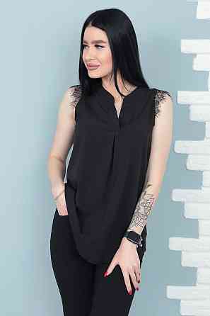 Літня блузка з мереживом "Diana" оптом | Розпродаж моделі Чорний, 46 Київ