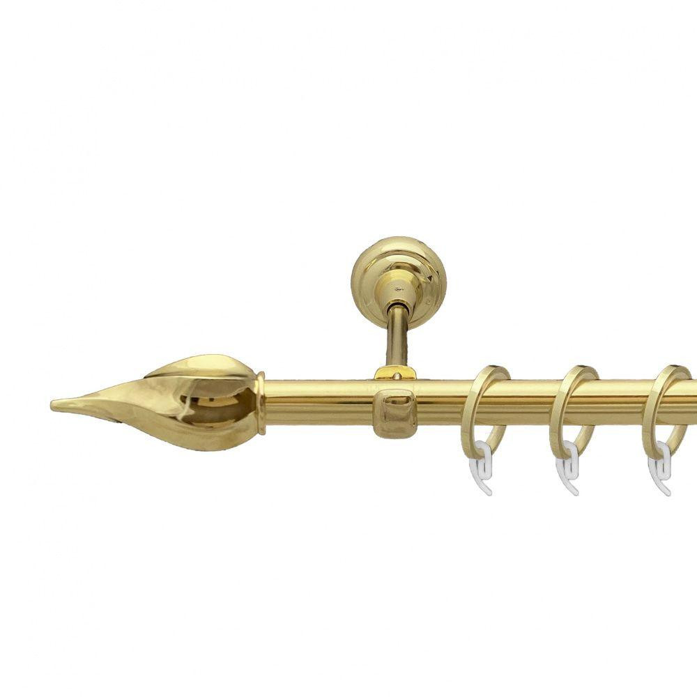 Карниз Orvit Твісто металевий однорядний відкритий гладка труба кільце фасонне металеве  Золото 19 мм 240 см Львов - изображение 1