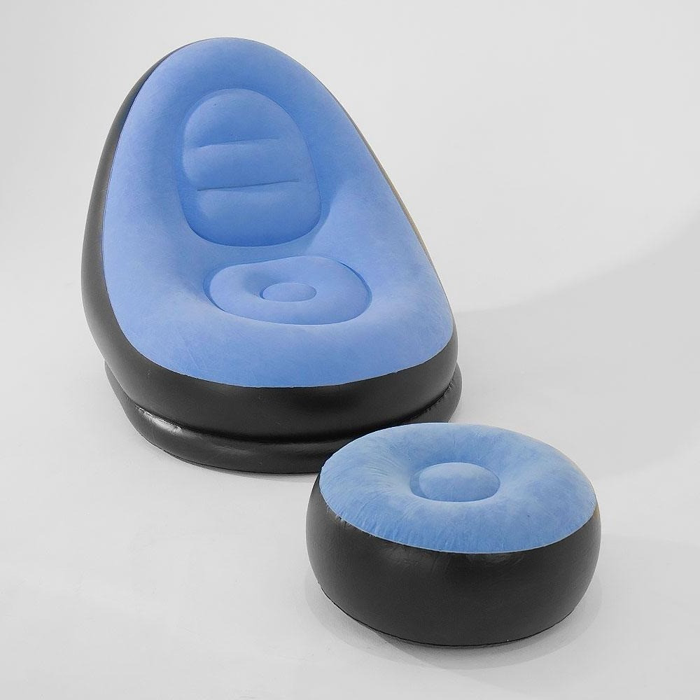 Надувне крісло з пуфиком 2в1 (116х98х83см,до 100кг) Air Sofa + насос,Блакитний SBR Київ - фото 3