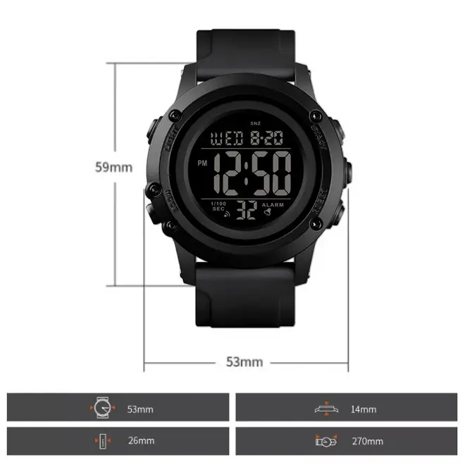 Мужские наручные часы Skmei 1506 Черный с черным Винница - изображение 7