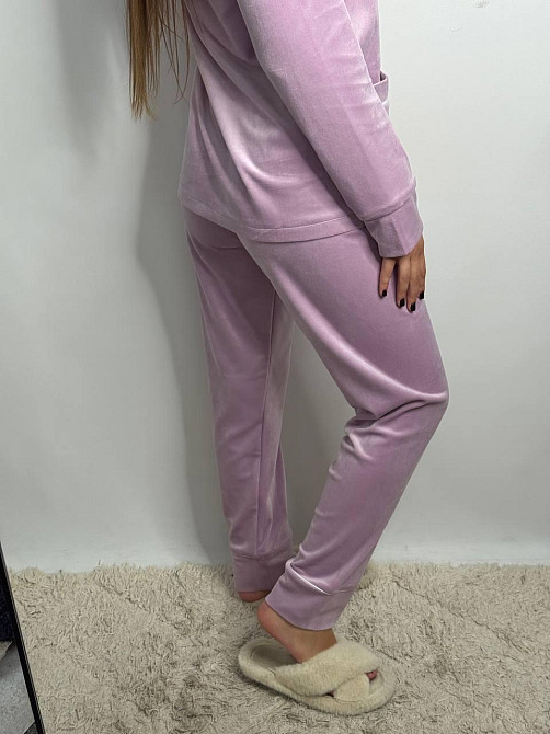 Костюм из плюшевого велюра на пуговицах с двумя карманами XL Пудровый Харьков - изображение 3