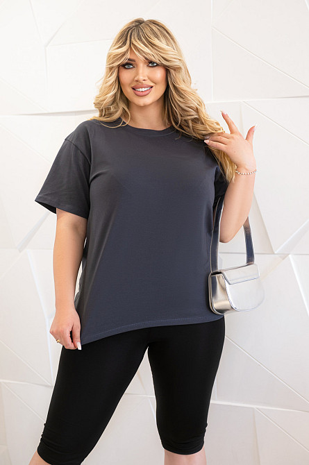 Базова жіноча футболка "Enkel" оптом | Норма і батал Графіт, 46-48 Київ - фото 4