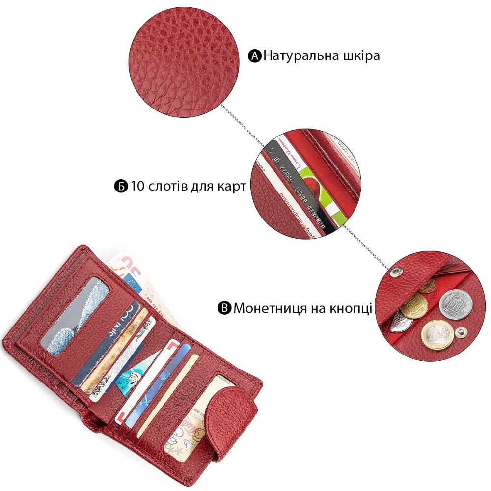 Гаманець жіночий ST Leather 18499 (ST415) невеликий Червоний Київ - фото 3