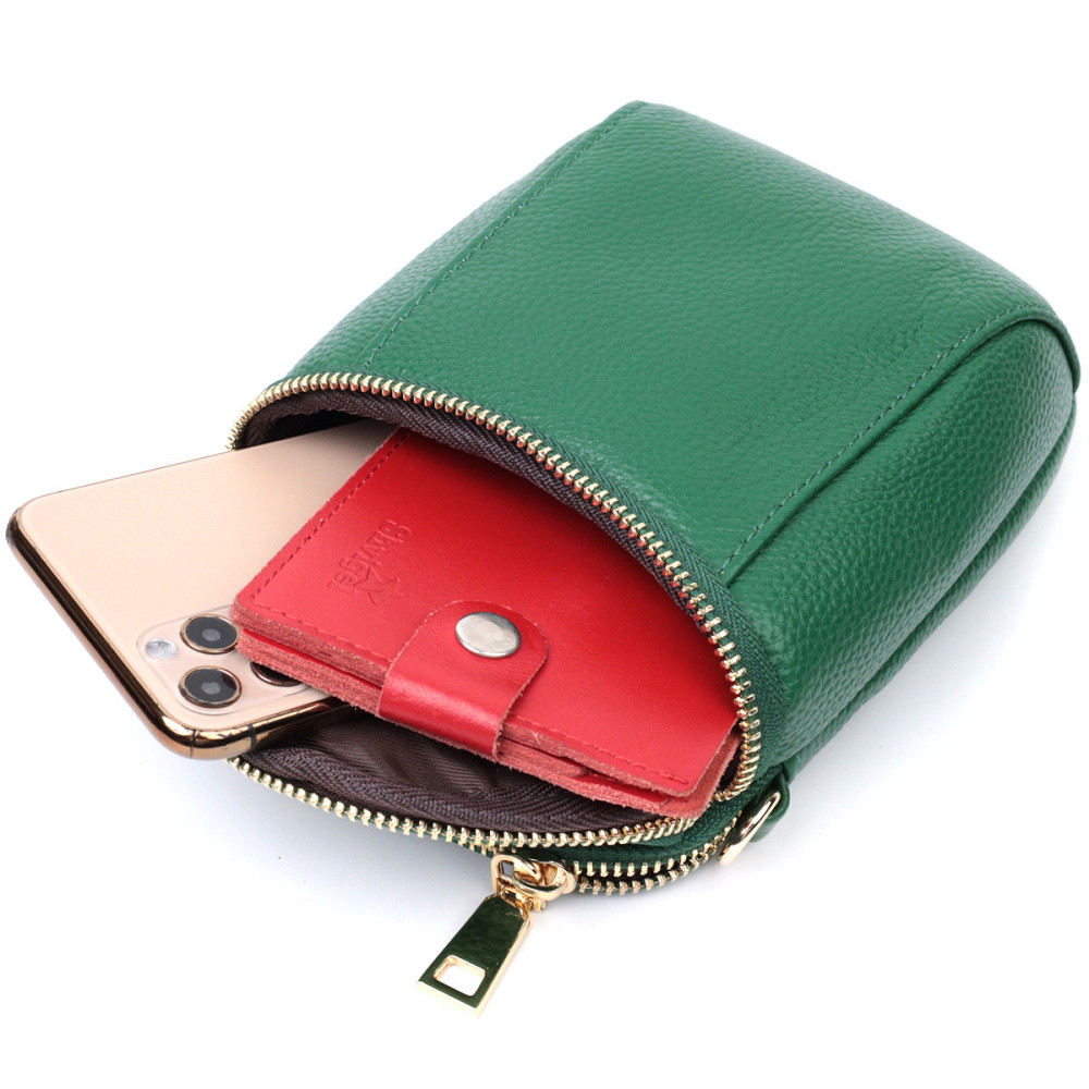 Интересная сумка для женщин из мягкой натуральной кожи Vintage 22341 Зеленая Киев - изображение 6