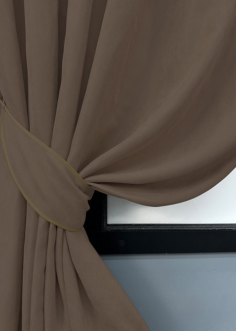 Комплект коротких штор VR-Textil Мікровелюр Petek YL № 1802ш Коричневий  130х170 см 2 шт (35-0384) Київ - фото 4