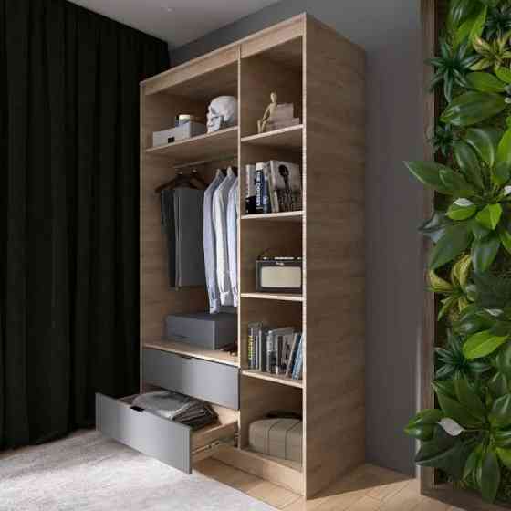 Шкаф распашной для одежды с выдвижными ящиками  (штанга - полки) Эверест Сити-1200 120,2х50х204,6 см Дуб сонома/Графит (DTM-071127) Львов