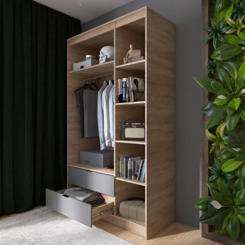 Шкаф распашной для одежды с выдвижными ящиками  (штанга - полки) Эверест Сити-1200 120,2х50х204,6 см Дуб сонома/Графит (DTM-071127) Львов - изображение 4