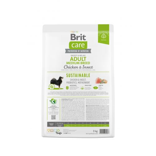 Корм сухой Brit Care Dog Sustainable Adult Medium Breed для взрослых собак средних пород с курицей и насекомыми 3 кг Киев - изображение 4