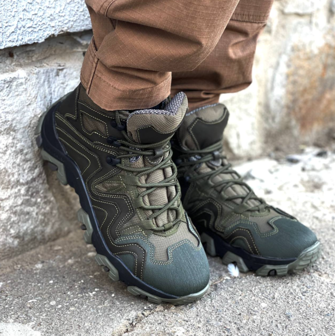 Військові демісезонні черевики оливкові, Gore-Tex, водонепроникні, тактичне взуття, натуральна шкіра Львів - фото 10