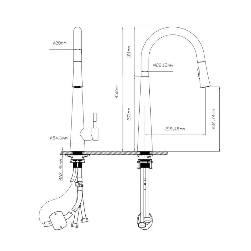 Смеситель для кухни Qtap Evicka с выдвижным изливом, нержавейка QTEVI91103UN Brushed Nickel PVD Харьков - изображение 2
