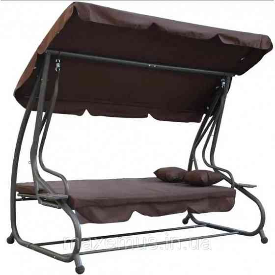 Садовые качели для дачи и дома четырехместные уличные качели с навесом Bonro Garden дачные качели для отдыха Мостиська