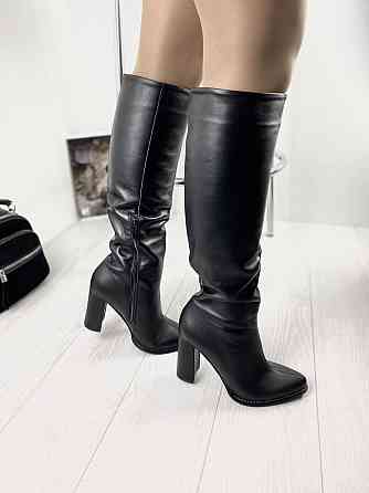 Nivelle Чоботи жіночі демісезонні весна-осінь на підборах чорні з натуральної шкіри р. 37-39 (8 Коломия