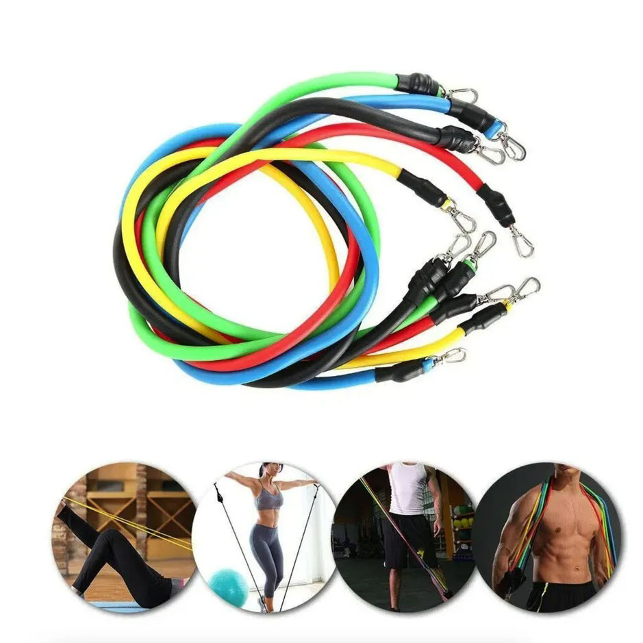 Эспандер резиновый упражнения exercise pipe, Набор 5 эспандеров разной нагрузки, Эспандер для ног PT-12 Львов - изображение 4